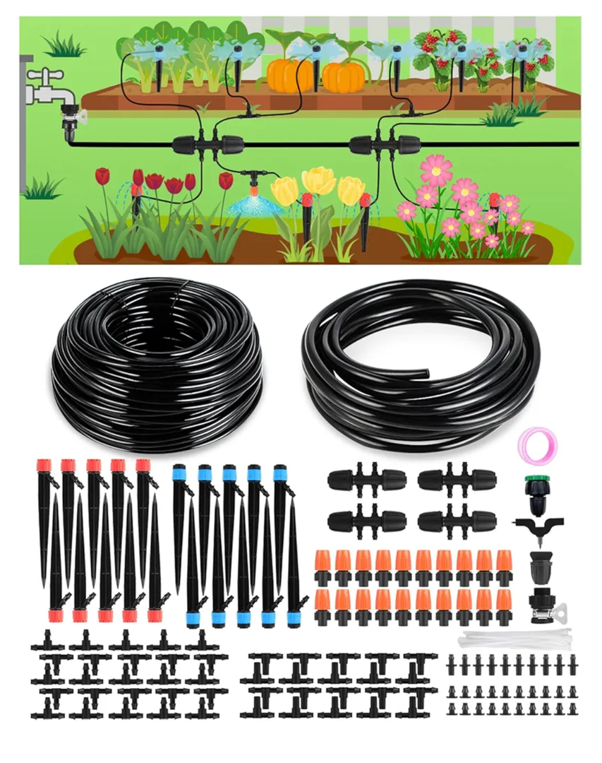 Drip Irrigation System for Watering Garden: 230FT Misting Sprinkler DIY Devices with Tubing Hose for Indoor Plants Outdoor Flower Beds Raised Growing Lawn Tree Patio Hydroponic