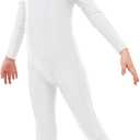 Girls Unitards Long Sleeve Full Body Leotard Kids Turtleneck Bodysuit for Dance Costume Gymnastics (5-6 Years, White)