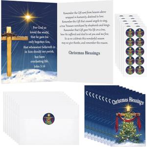 Motiskyy 60 Sets Heaven's Gift Christmas Card Set Christian Christmas Card with Envelopes and Stickers Religious Christmas Card for Christian Holiday Heavenly Gift