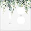 Decorative Outlet Covers Green Eucalyptus Leaves Rustic Sage Botanical 2 Gang Wall Plate Cover Single Toggle Duplex Combo Two Switch Light Switch Cover Plate Jumbo Dual Electrical Face Plate