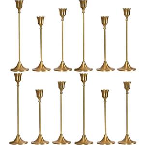 Gold Candle Holders Set -30pcs Taper Candle Holder for Candlesticks, Tall Metal Candlestick Holders for Table Centerpiece, Home Decor, Fits 3/4 Inch Thick Candles (Gold, 4 Sets(12 Pcs))
