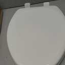 Mayfair Linden Slow Close Toilet Seat, Non Slip Heavy Duty Wood, Easy Install, Elongated, White