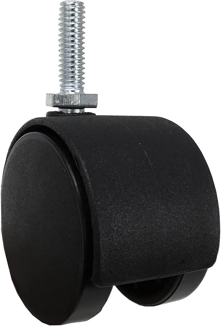 Shepherd Hardware 9733 2-Inch Office Chair Caster, Twin Wheel, 5/16-Inch Threaded Stem Diameter, 75-lb Load Capacity,Black
