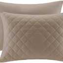Madison Park Cotton Traditional Diamond Quilted Khaki Queen Quilt Set, 4pc