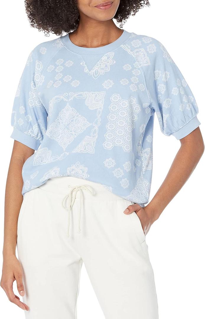 PJ Salvage Women's Loungewear Bandanarama Short Sleeve T-Shirt (Blue, XS)