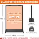 Heavy Duty Rolling Sidewalk Sign 24x36 Inch - Double-Sided Sandwich Board Poster Stand with Wheels, Slide-in Floor Standing Sign Holder Stand for Outdoor Business Advertising (Frame only)
