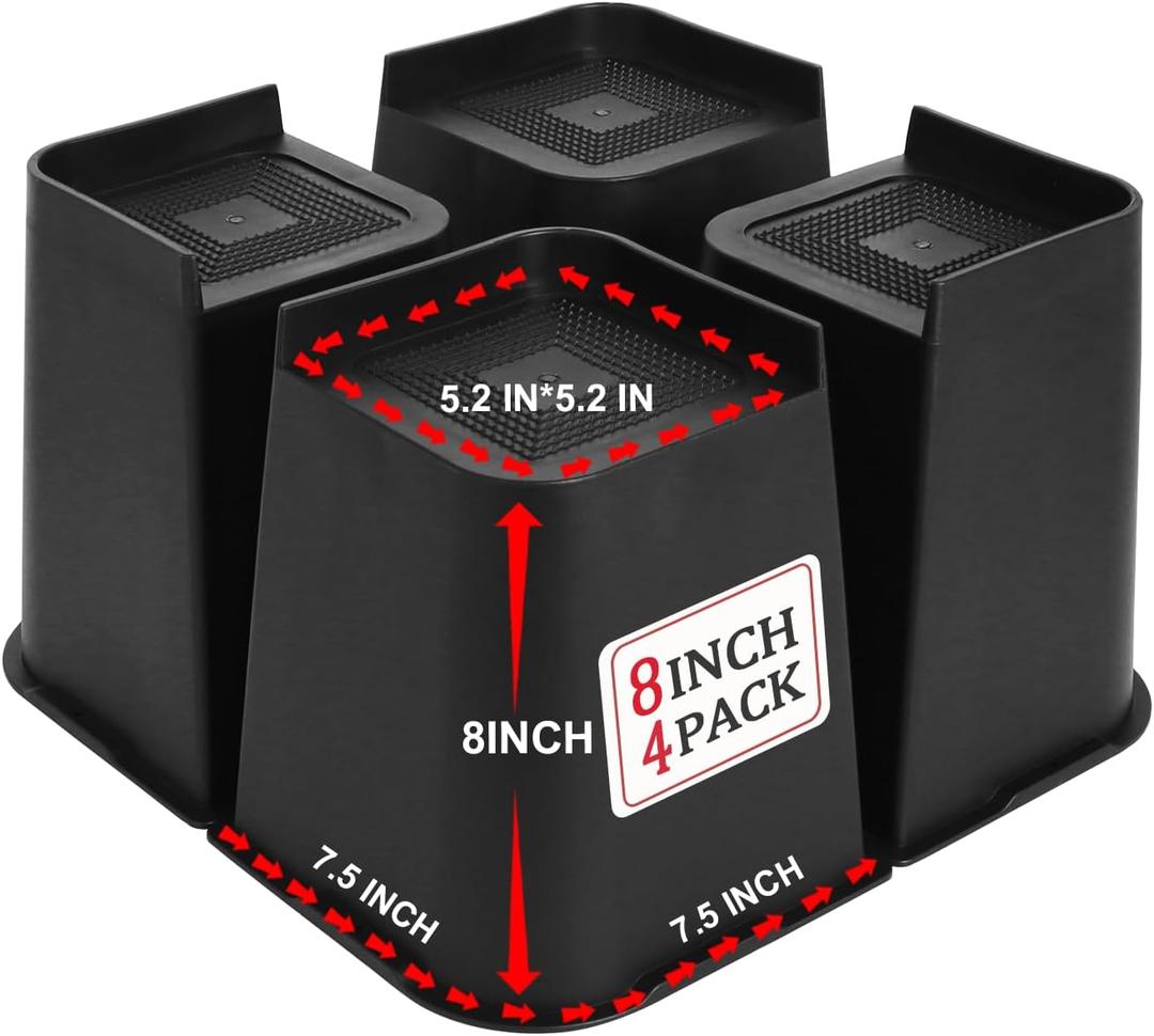 Ketofa Bed Risers 4,6,8 Inch Heavy Duty, Furniture Couch Risers with Non-Slip Design, Durable ABS Material Bed Lifts Risers Support up to 6,000 LBS (4 Pack, Black)