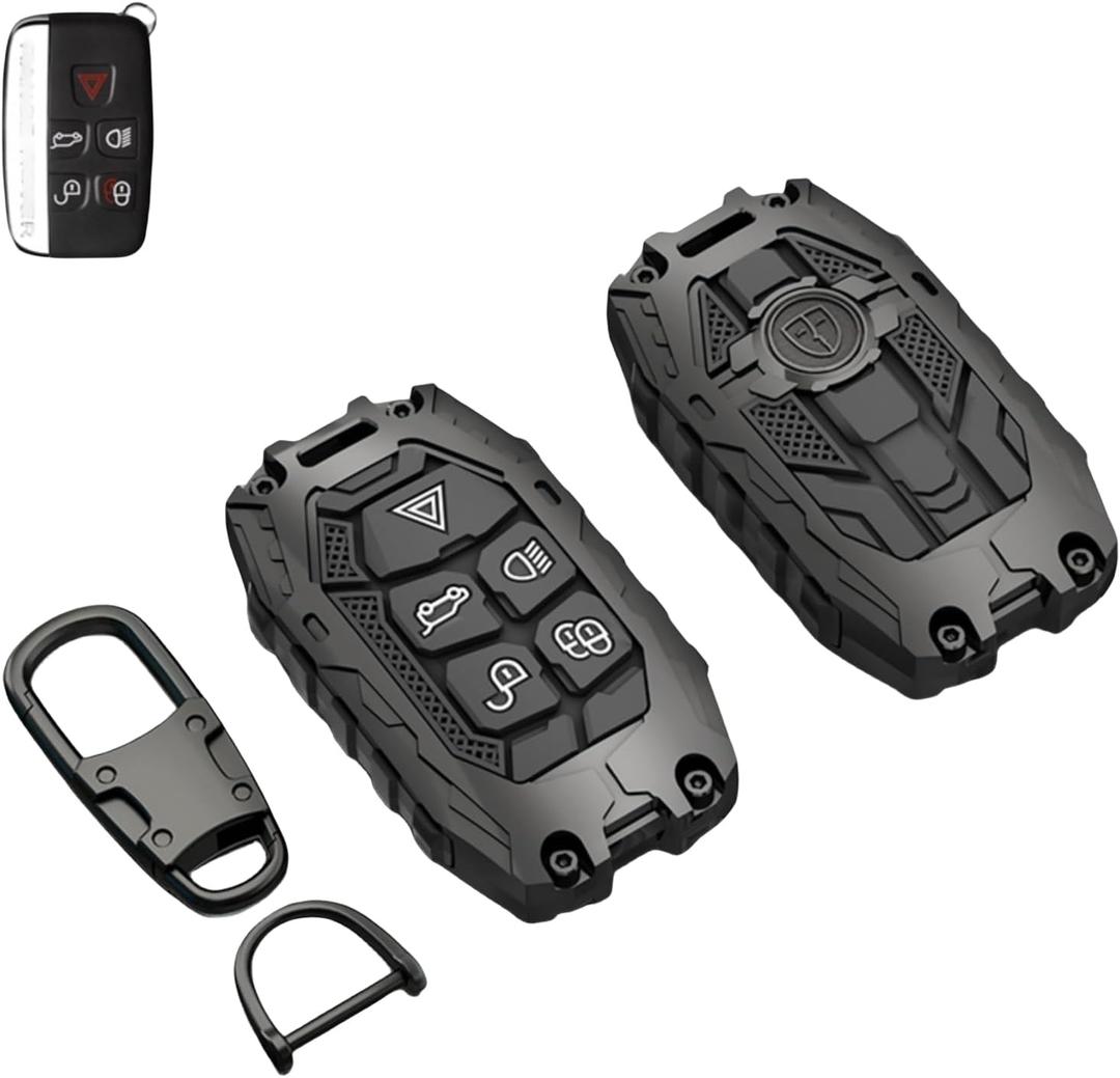 Heavy Metal Key Fob Cover Case Protector for Land Rover, Keychain, Accessories for 2010-2017 Land Rover Range Rover Evoque, 12-15 LR2 LR4 Discovery & 2011-up Jaguar XE XJ XF XK F-Type F-Pace(Model-B)