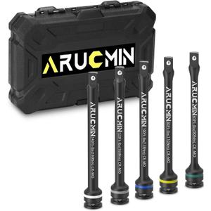 1/2" Drive Torque Limiting Extension Bar Set, 5-Piece Lug Nut Torque Stick Set With 8 Inch Color-Coded 65 to 140 Ft-Lbs Torque Sticks