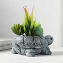 Turtle Planter Sea Turtle Succulent Pots with Drainage Hole, Resin Plant Pots for Succulents Home Office Desktop Decorations,Small Flower Pots for Outdoor Garden Decor,Turtle Gifts for Women (Gray B)