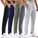 MSGD 5 Pack Men's Sweatpants with Zipper Pockets Stretch Lightweight Athletic Track Activewear Pants for Men Joggers (L)