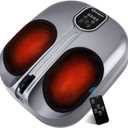 Shiatsu Foot Massager with Heat Electric Feet Massager for Neuropathy Plantar Fasciitis, Air Compression Kneading Heat for Home Office Christmas Gifts for Women Man Mom Dad Fits Up to 13" Gray