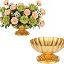 2 PCS Gold Vases for Centerpieces, 4 Inch Small Vintage Compote Bowl Vase Decorative Metal Vase Wedding Table Centerpieces for Birthday Party Anniversary Event Home Table Decorations