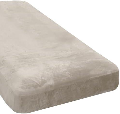 H.VERSAILTEX Velvet Stretch Individual Chaise Cover Sectional Couch Covers for L Shaped Sofa Both Left/Right Furniture Protector Seat Cushion Sofa Cover (1 Piece Chaise Cover, French Oak)