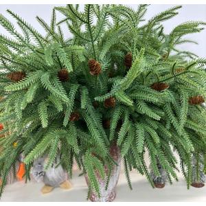 Christmas Norfolk Pine Stems -18Inch Artificial Christmas Green Plants Branch Faux Greenery Branches Pine Picks for Vase DIY Crafts Xmas Garland Wreath Indoor Outdoor Home Holiday Decor (12)