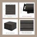 THYOI Deck Tiles, Patio Flooring - Outdoor Waterproof Acacia Wood Tiles for All Weather Use - Balcony, Backyard, Indoor & Outdoor (Black, Set 10 Striped Pattern)