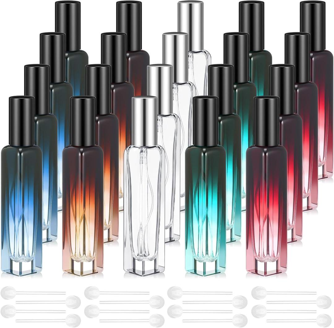 Domensi 20 Pcs 10/15/20/30 ml Perfume Travel Refillable Glass Bottles Spray Bottle Perfume Atomizer for Cologne Dispenser Leak-proof Fragrance Bottles Atomizer Pump Kit (15 ml,Amber Color)