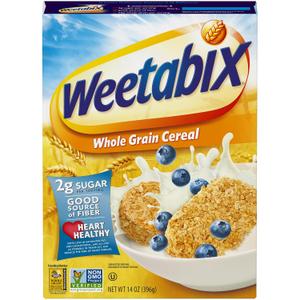 Weetabix Biscuits Whole Grain Cereal, Good Source of Fiber, Low in Fat, Heart Healthy, Vegan, Breakfast or Snack, 14 oz BB SEP 2026