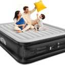 Airefina Air Mattress Queen with Built in Pump, Comfort Inflatable Blow up Mattress, Upgraded Vertical Beams Air Bed for Guest Home Use, Self Inflatable/Deflation in 3 Mins, Colchon Inflable