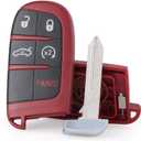 Keymall keyless Entry Replacement Red Remote Key Shell Case Blank 5B Fob for Dodge Challenger Charger Dart Durango, for Chrysler 300