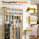 Wall Mounted Scarf Rack, Gold Silk Scarves Hijab Hanger Organizer Metal Racks Wrapping Tissue Paper Ribbon Holder Towels Storage Display for Flower Shop Retail Store (Gold, 7T-23.635.4IN)