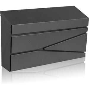 Wall Mount Mailbox, Large Capacity Mailbox for House, Galvanized Steel Rust-Proof Metal Post Box Drop Mailboxes for Outside, 15.74"9.84"4.33", Black Modern Sleek Style