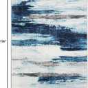 Carvapet 10x13 Area Rug for Living Room Bedroom, 13 x 10 Dark Blue Modern Abstract Low Pile Carpet, Non Slip Rubber Backing, Foldable Machine Washable Large Area Rug