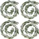 Lyrow 4 Pcs Christmas Garlands Pine Garland Artificial Winter Snowy Greenery White Cedar Faux Indoor Outdoor Pine Garland for Mantel Fireplace Stairway Xmas Decorations(4 Pcs,6 ft)