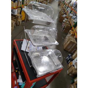 3 Tiered Ice Food Serving Tray Countertop Food Serving Display Container for Buffet Restaurant Party, with Clear Roll Top Cover, 12" L, 10" W and 6" H