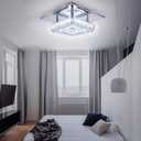 Modern Crystal Chandelier 7.9 Inches Led Ceiling Light Mini Square Flush Mount Ceiling Light for Bedrooms Dinning Rooms Hallway(Cool White,15W)