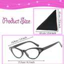 50's Costume Accessories Set for Women 1950s Vintage Chiffon Neck Scarf Rhinestone Cat Eye Glasses for Cosplay Party