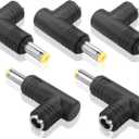 GINTOOYUN DC Power Connector Adapter 90 Degree Angle 5.5mm x 2.5mm Male Plug to 5.5mm x 2.5mm Female Jack Coupler Converter for Laptop Portable Power Source CCTV Camera Strip Lighting (5PCS)