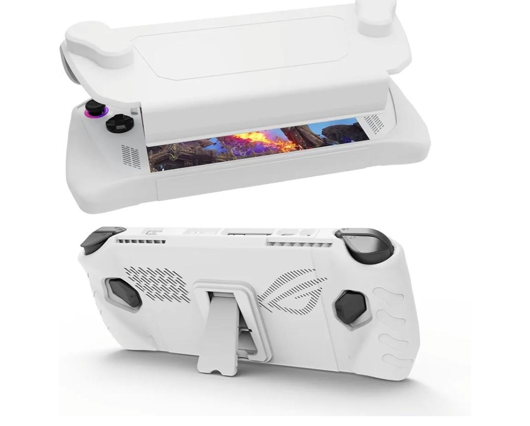 Upgraded Ultra Slim TPU Protective Case with Front Cover Compatible with ASUS ROG Ally, Shock-Absorption, Non-Slip and Anti-Scratch Design Cover Protector (White)