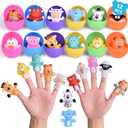 FUN LITTLE TOYS 12 PCs Easter Eggs Prefilled with Animal Finger Puppets, Easter Party Favors, Easter Basket Stuffers, Fillers Easter Egg Hunt, Goodie Bags Fillers, Classroom Prizes (12PCS)