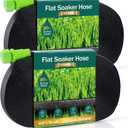 Soaker Hose - Flat Soaker Hose 100 FT for Garden Beds, 2 x 50 FT Garden Soaker Hoses with Heavy Duty, Double Layer Sprinkler Soaker Hoses