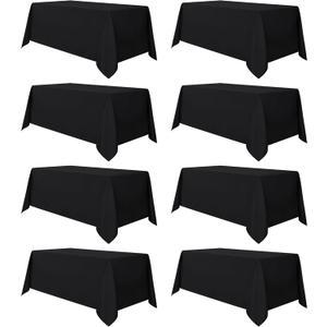 sancua 8 Pack Black Tablecloth 90 x 132 Inch - Rectangle Table Cloth for 6 Feet Tables Stain and Wrinkle Resistant Washable Polyester Table Cover for Dining Wedding Banquet Party Buffet Restaurant
