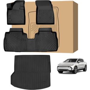 Peleus Floor Mats & Trunk Mat for 2024 2025 Chevy Equinox EV (Non Fuel),TPE All Weather Protection 2 Rows Car Floor Liners with Cargo Liner for Chevrolet Equinox EV (Non Fuel)