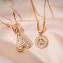 Letter Necklace 14k Gold Plated Bling Dainty Necklaces Trendy Chunky Custom Name Necklace Personalized Round Circle Pendant Zirconia Letters Name Crystal Jewelry Gifts for Women