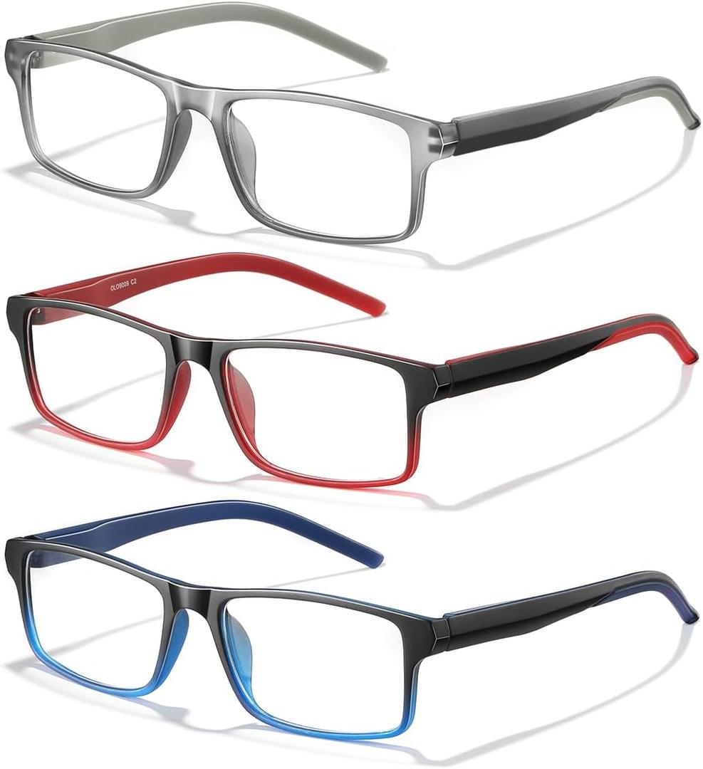 OLOENBN Reading Glasses for Men/ Women, Blue Light Blocking Glasses for Men/ Women, Two Tone Readers with Spring Hinge Eyeglasses (C1 Mix Color, 3.0, x)