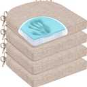 Chair Cushions for Dining Chairs, Non Slip Chair Pads with Ties and Washable Covers, Memory Foam Kitchen Chair Cushions Set of 4, 16"X16"X2.5", Oatmeal Beige