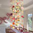 Suncalla 6 Pcs 35.4ft Hanging Flowers Garlands Backdrop Lighted Floating Fake Wildflower Vines LED Floral Garland Ceiling for Spring Wedding Bridal Shower Birthday Graduation Party(Lovely, Multicolor)