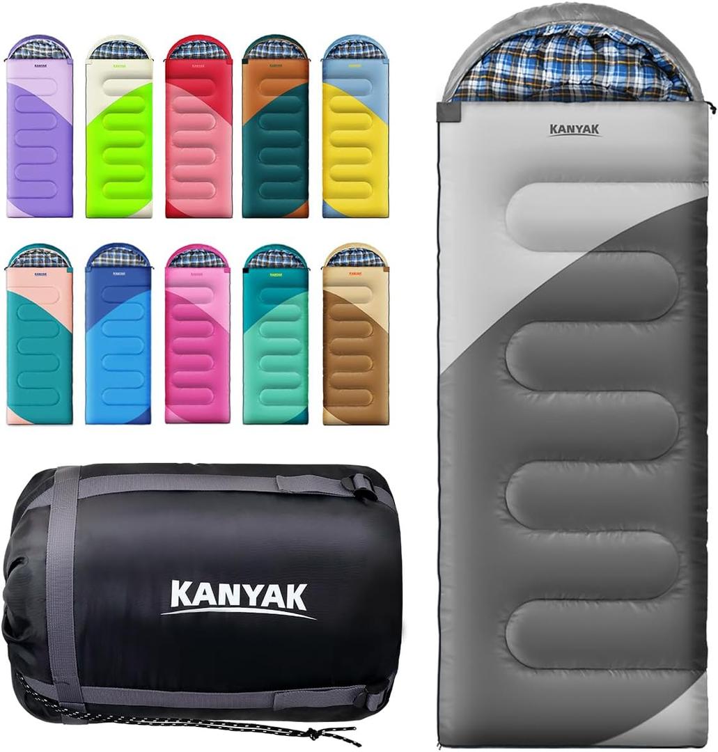 Camping Sleeping Bag, 32 Sleeping Bags for Adults Kids Teens Cold Weather Warm Sleeping Bag Winter for 3-4 Season Camping, Camping Gear Equipment, Traveling, and Outdoors (Grey & Light Grey)