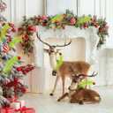 2 x 12 Pcs Green Furry Christmas Tree Picks, 17 Inch Christmas Tree Topper Decorations, Red Green Tree Ornaments for Christmas Picks Furry, Suitable for Indoor Christmas Home Wreath Decorations