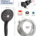 High Pressure Handheld Shower Head 11 Spray Settings, 4.85 inch Pause Switch Water Saving Shower Head, Removable High Flow Bathroom Showerhead with Long Hose and Adjustable Bracket (Matte Black)