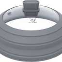 Microwave Splatter Cover Glass Splatter Guard Lid with Collapsible Silicone for Food Pot Plate Cover 11.8 inch Light Grey