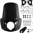 FATECIM Motorcycle 5.75" Headlight Fairing with 15" Dark Smoke Windshield Windscreen & 35-41mm Mounting Hardware For Harley 86-15 Sportster 1200 Iron 883 XL883N Seventy Two Sportster 1100 (15" Dark Smoke Windscreen)