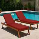 Only choice Outdoor Chaise Lounge Cushion Set of 2, 75" x 24" Lounge Chair Cushion Water-Resistant & Fade-Resistant for Lawn, Pool, Replacement Seat Cushion for Patio (Red)