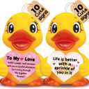 Couples Rubber Duck Gift – 2 Pack Emotional Support Ducks with Love Cards, Romantic Valentine’s Day Gift for Boyfriend Girlfriend Wife Husband,Couple Unique Gifts for Anniversary Engagement（Couple）