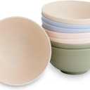 Nook Theory 8-Pack Reusable Wheat Straw Bowls - 26 oz Non Toxic Kids Bowls, Microwave Safe & Dishwasher Safe Cereal and Snack, Unbreakable Dinnerware (Soft Hues)