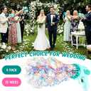 4 Pack Wedding Bubble Guns 32 Holes with Light, Bottles Solution, Romantic Bubble Maker for Outdoor Ceremony, Wedding Party Favors, Photo Props, Reception Entertainment (Green)